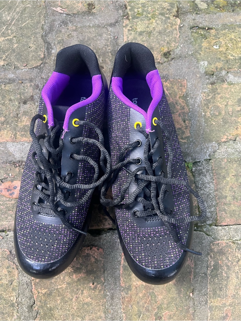 Women’s Cycling Black and Purple Knit Lace-Up Shoes